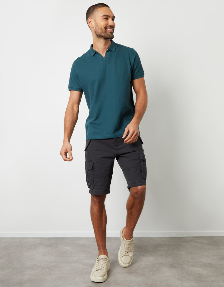 Black Cotton Utility Cargo Shorts