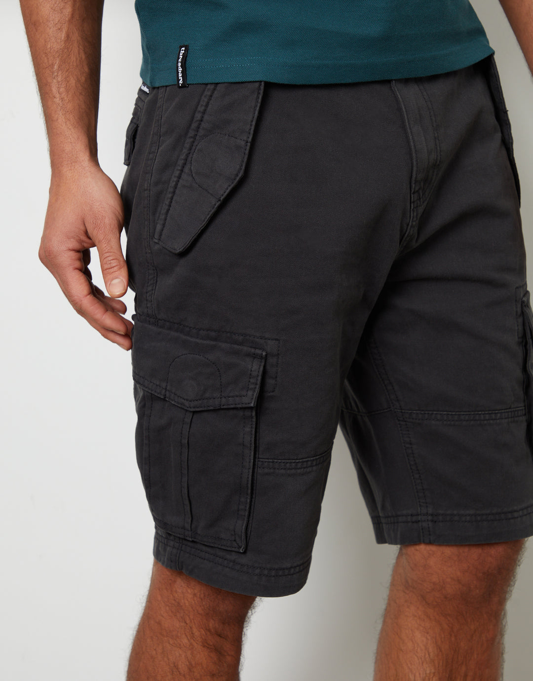 Black Cotton Utility Cargo Shorts