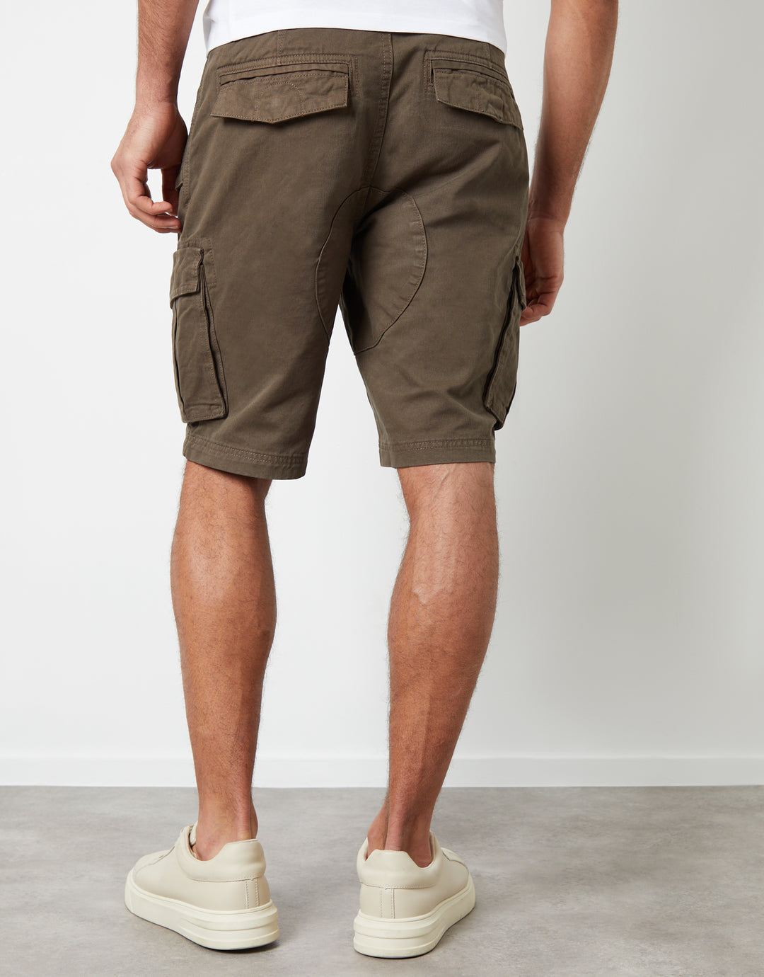 Chocolate Brown Cotton Utility Cargo Shorts