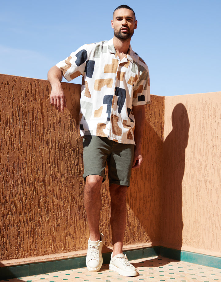 Khaki Green Overdyed Denim Shorts