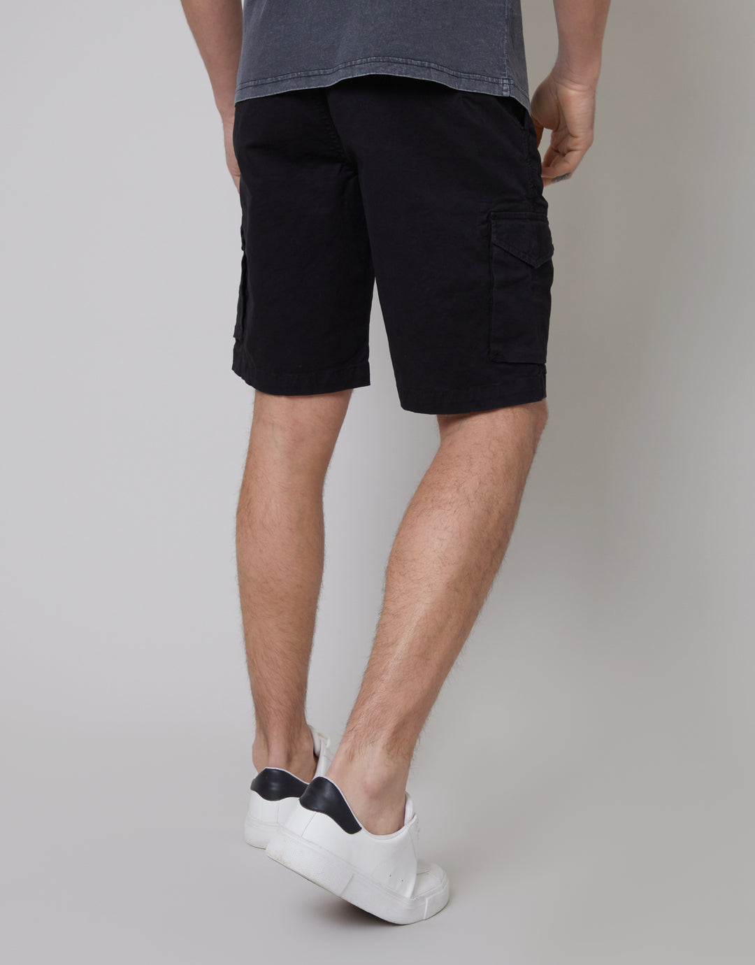 Black Stretch Cargo Shorts
