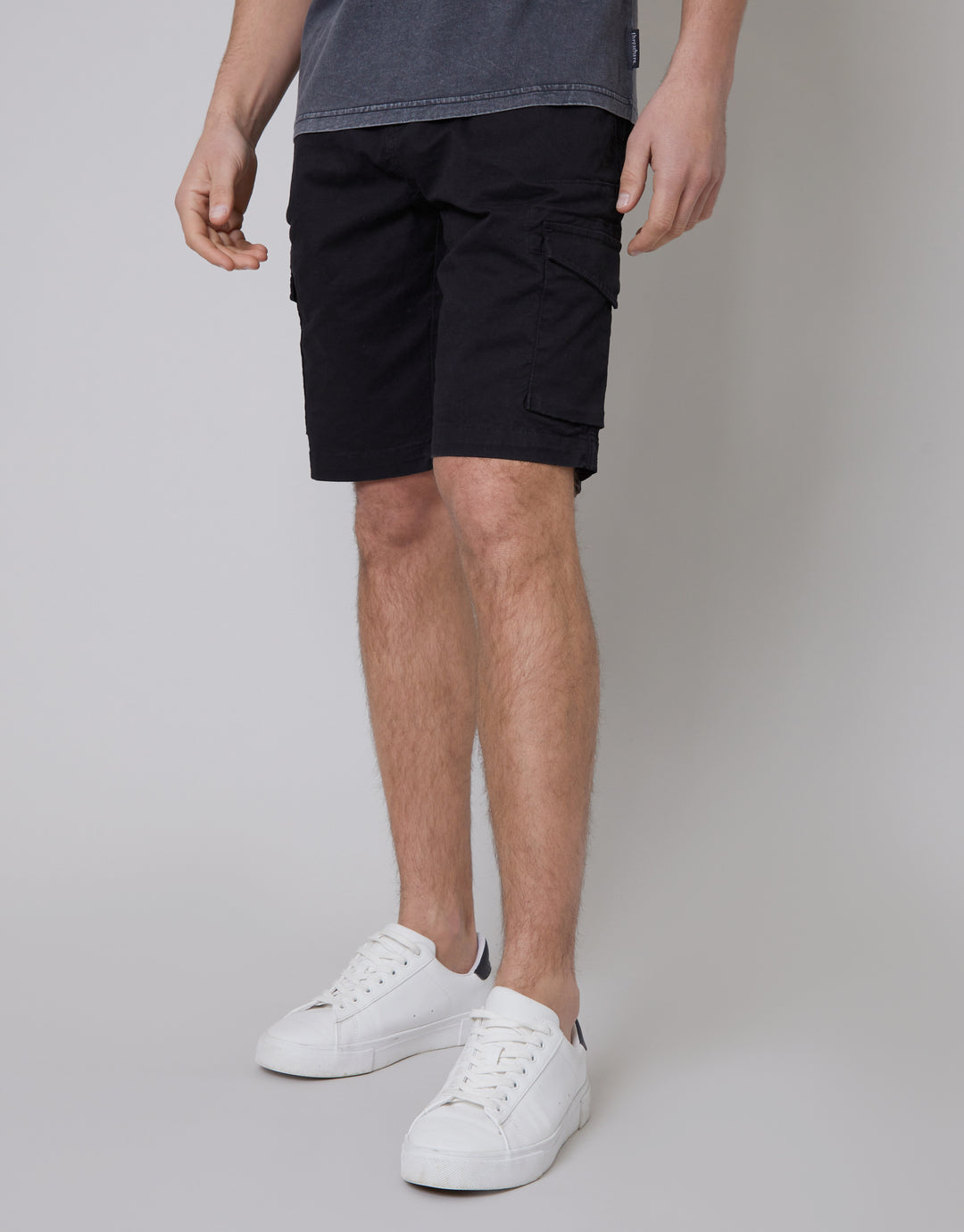 Black Stretch Cargo Shorts