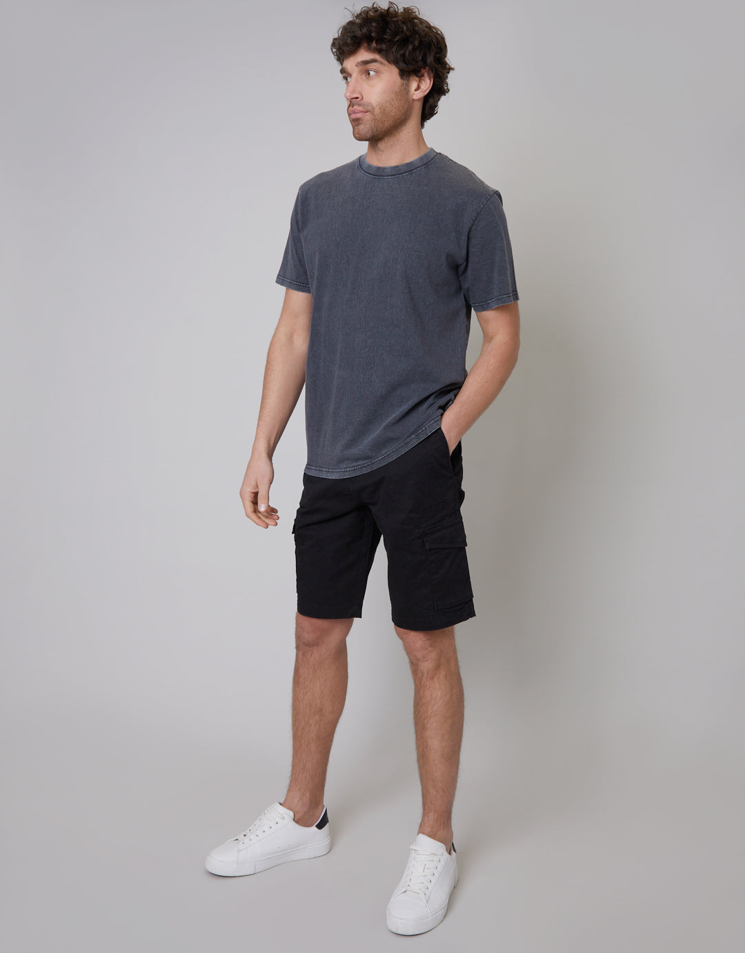 Black Stretch Cargo Shorts