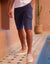 Navy Linen Blend Cargo Shorts