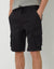 Black Dobby Textured Cargo Shorts