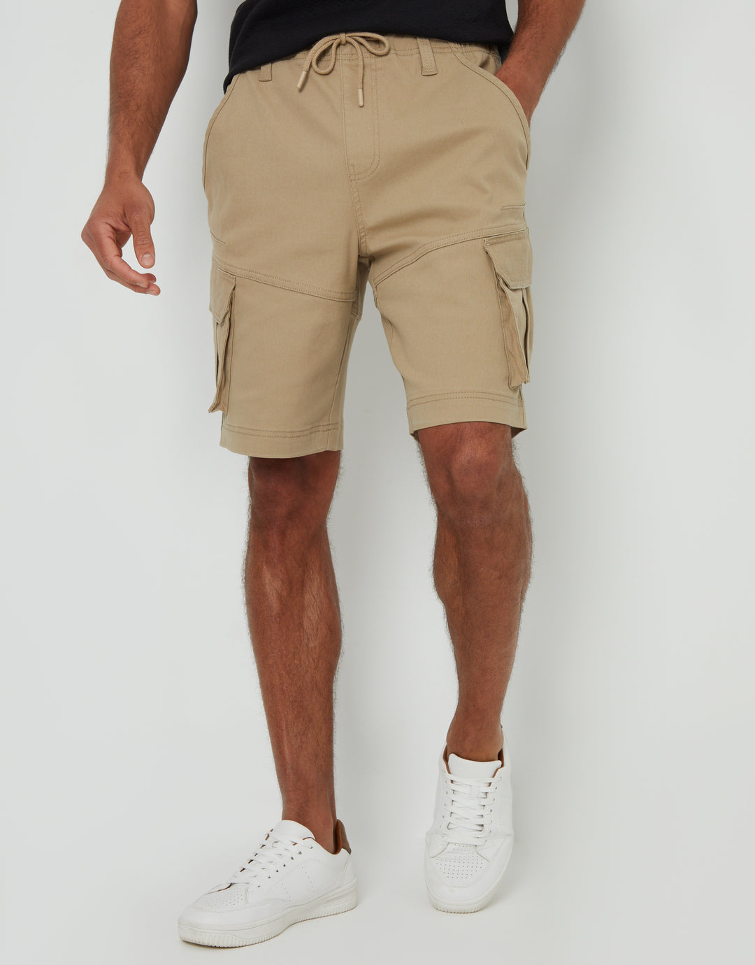 Stone Dobby Textured Cargo Shorts