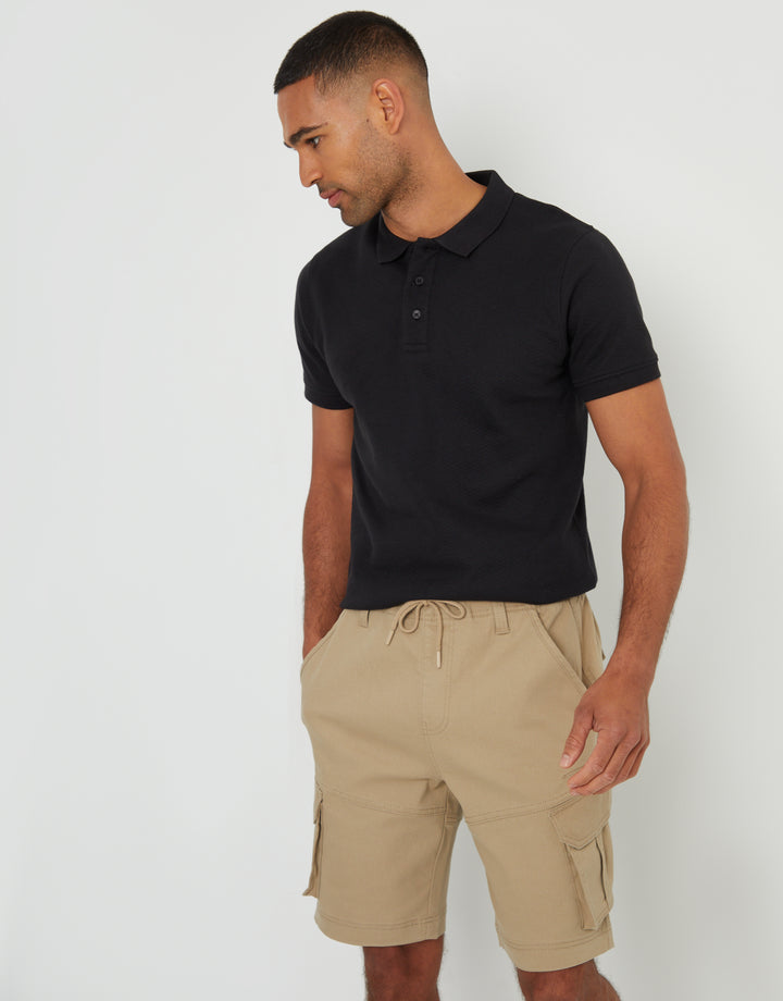 Stone Dobby Textured Cargo Shorts