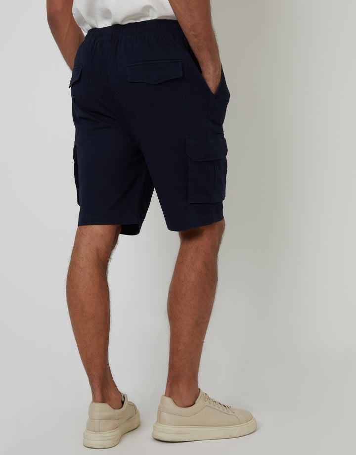 Navy Jogger Style Cargo Shorts