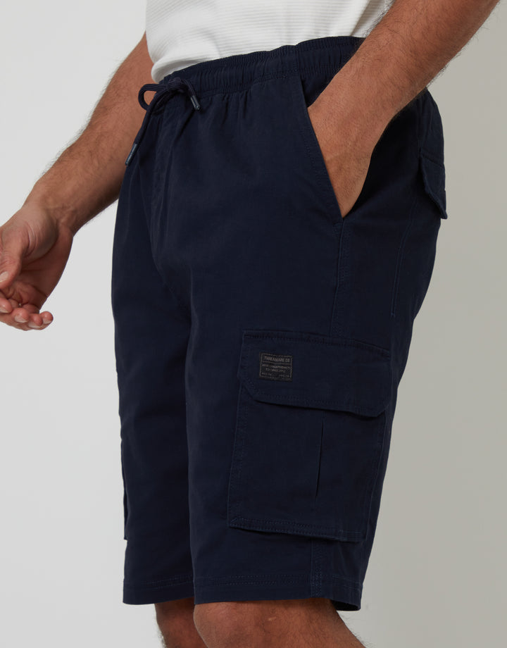 Navy Jogger Style Cargo Shorts