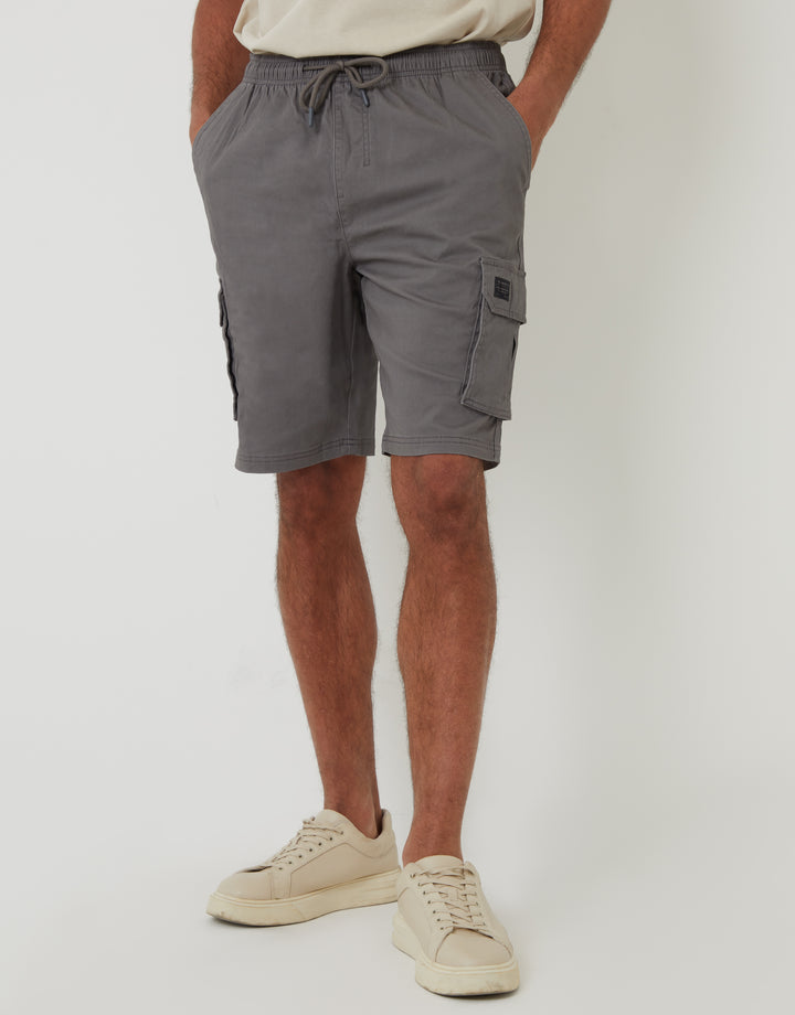 Slate Grey Jogger Style Cargo Shorts