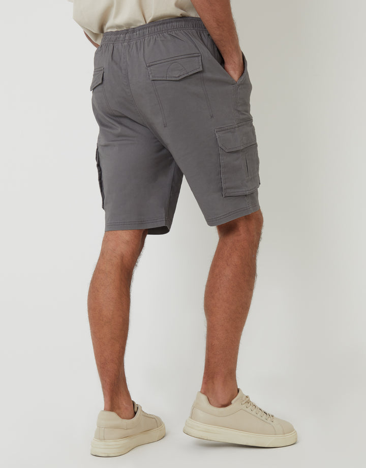 Slate Grey Jogger Style Cargo Shorts