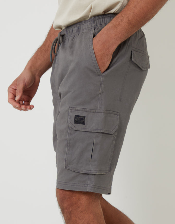 Slate Grey Jogger Style Cargo Shorts