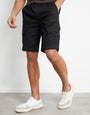 Black Utility Bungee Cargo Shorts