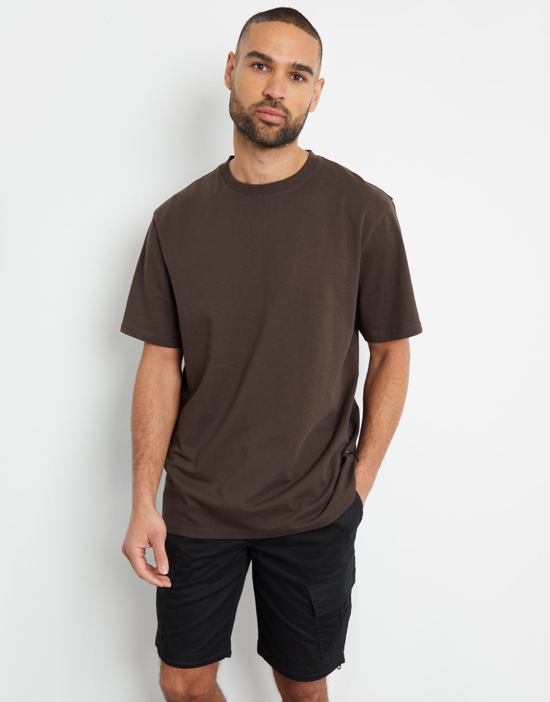 Black Utility Bungee Cargo Shorts