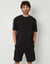 Textured Elasticated Shorts in Black