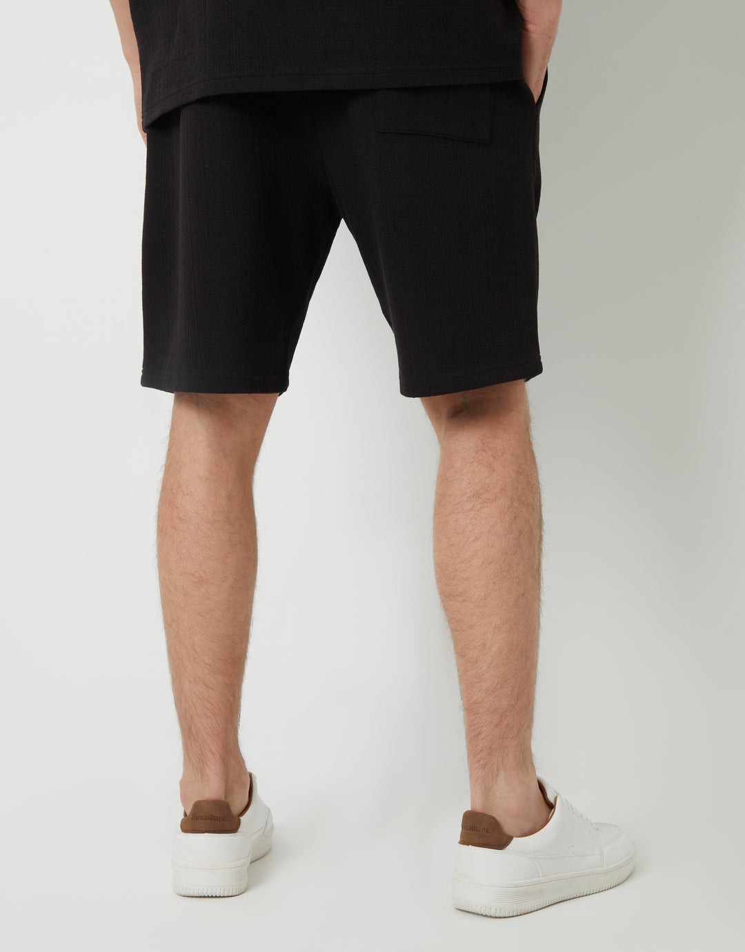 Textured Elasticated Shorts in Black