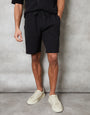 Black Textured Elasticated Shorts
