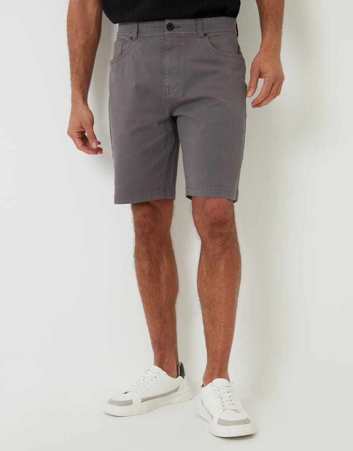Slate Grey Stretch 5 Pocket Chino Shorts