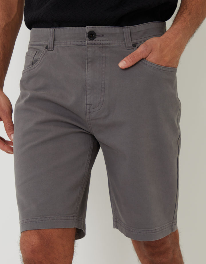 Slate Grey Stretch 5 Pocket Chino Shorts