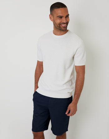 Threadbare Linen Blend Shorts in Navy - front view