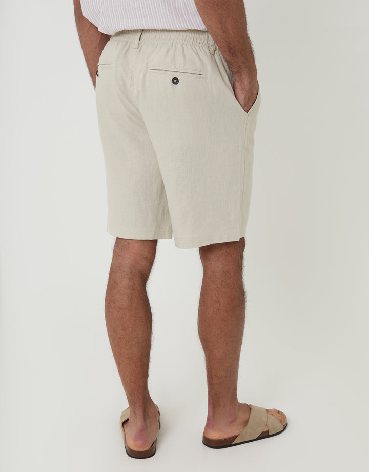 Light Stone Linen Blend Shorts