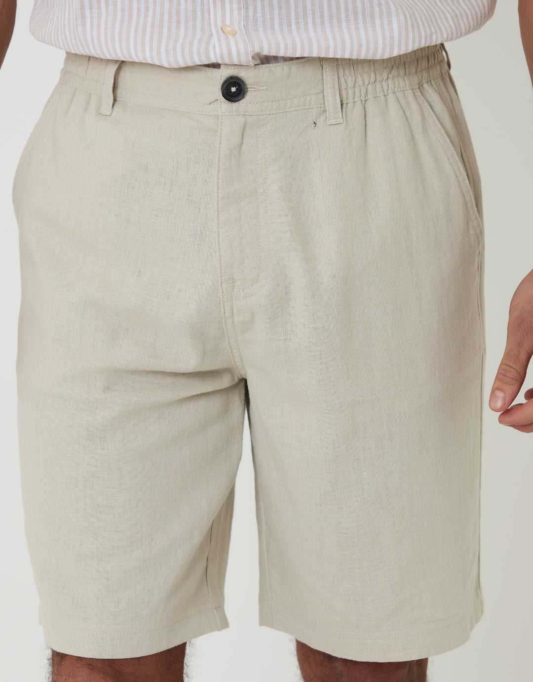 Light Stone Linen Blend Shorts
