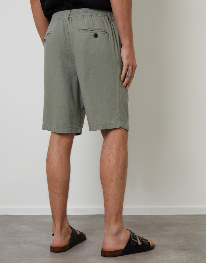 Sage Green Linen Blend Shorts