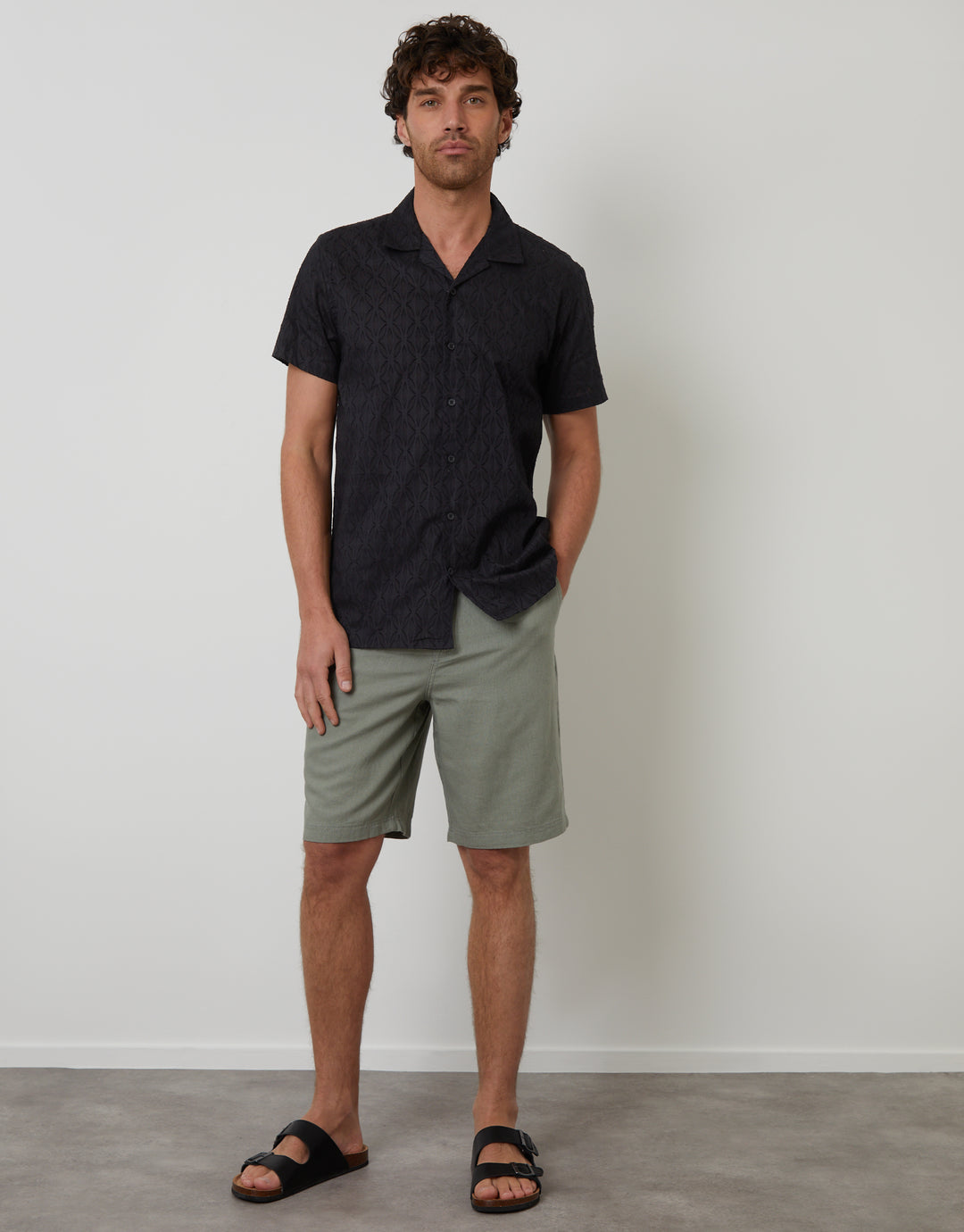 Sage Green Linen Blend Shorts