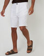 White Linen Blend Shorts