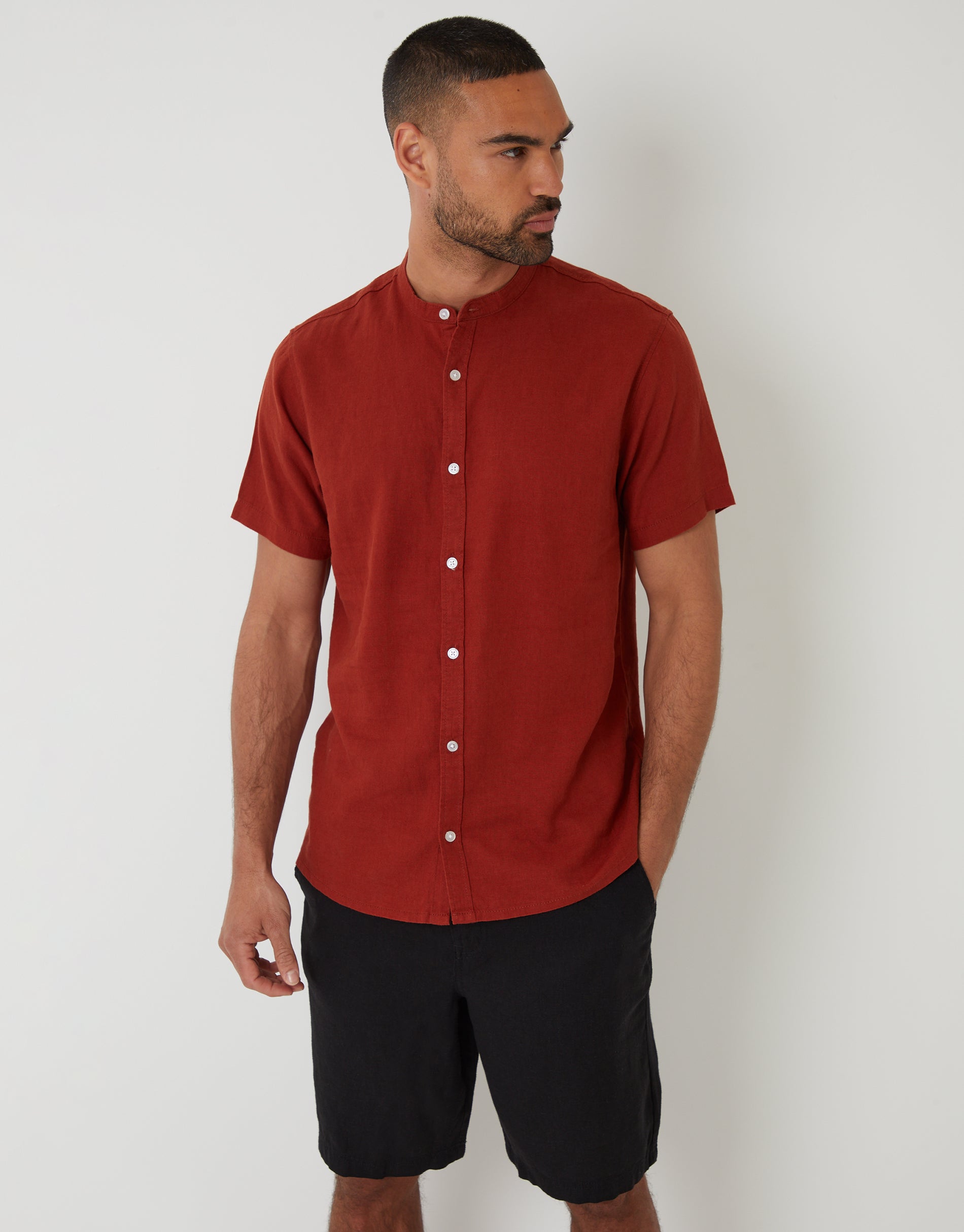 Black Linen Blend Shorts