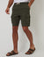 Khaki Green Linen Blend Cargo Shorts