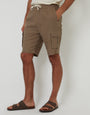 Taupe Linen Blend Cargo Shorts
