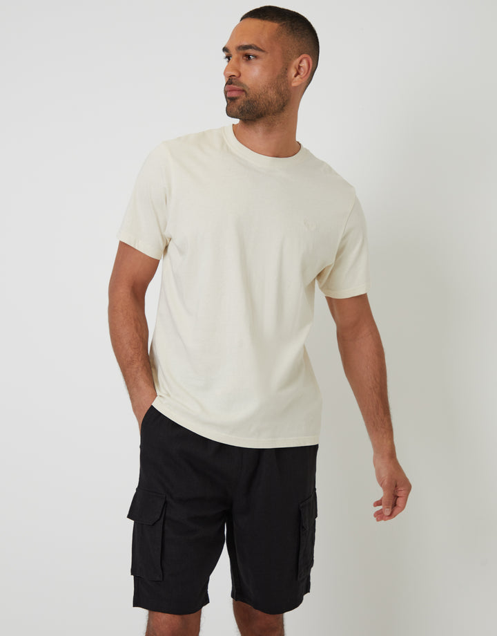 Black Linen Blend Cargo Shorts