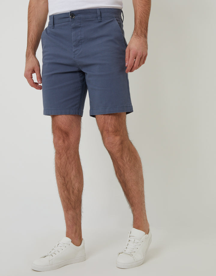 Misty Blue Regular Fit Stretch Chino Shorts