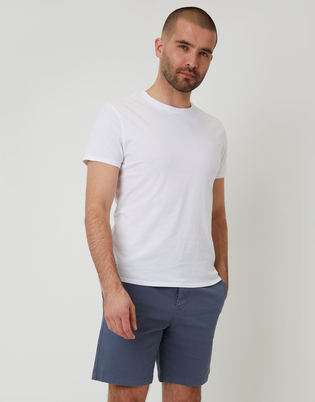 Misty Blue Regular Fit Stretch Chino Shorts