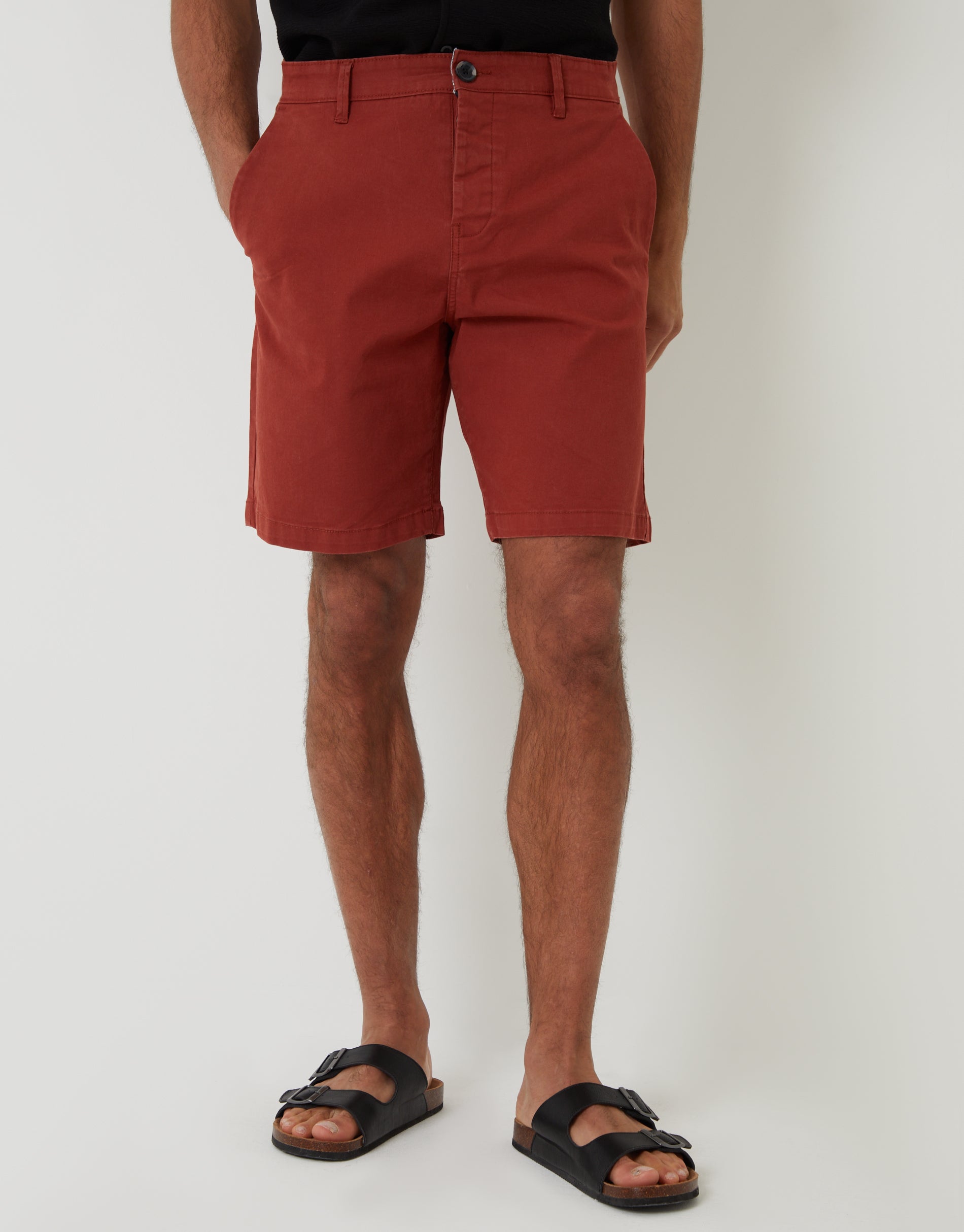 Threadbare Men's Rust Orange Regular Fit Stretch Chino Shorts