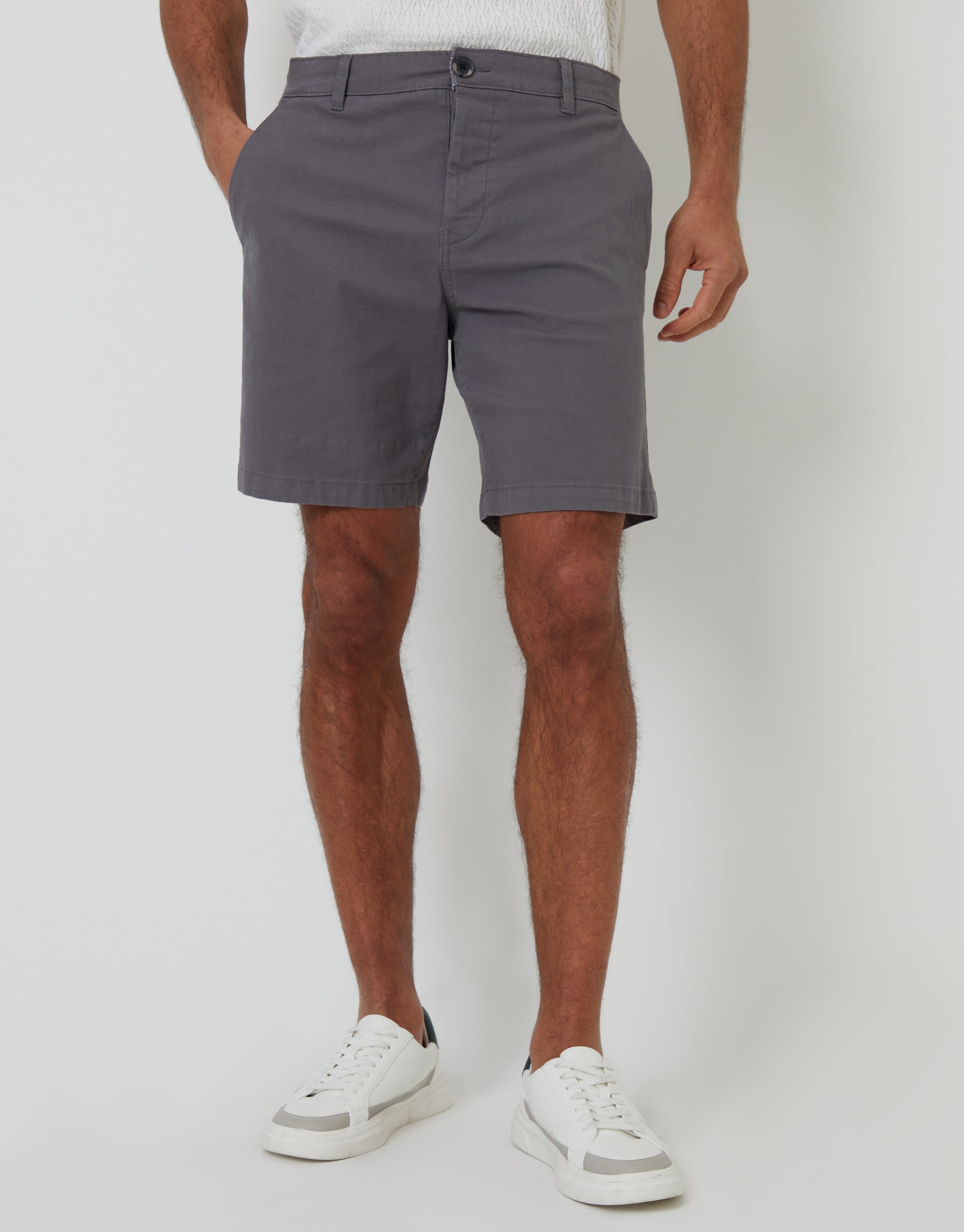 Threadbare Men's Slate Grey Regular Fit Stretch Chino Shorts
