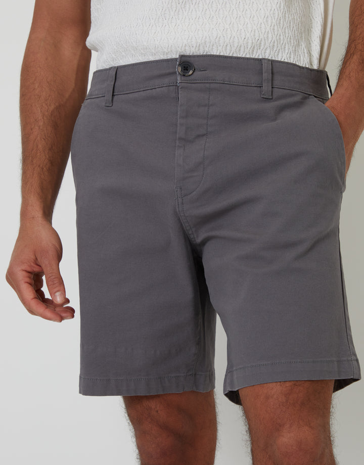 Slate Grey Regular Fit Stretch Chino Shorts