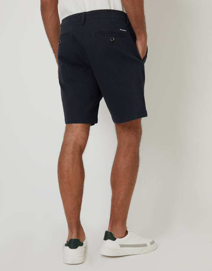 Black Regular Fit Stretch Chino Shorts