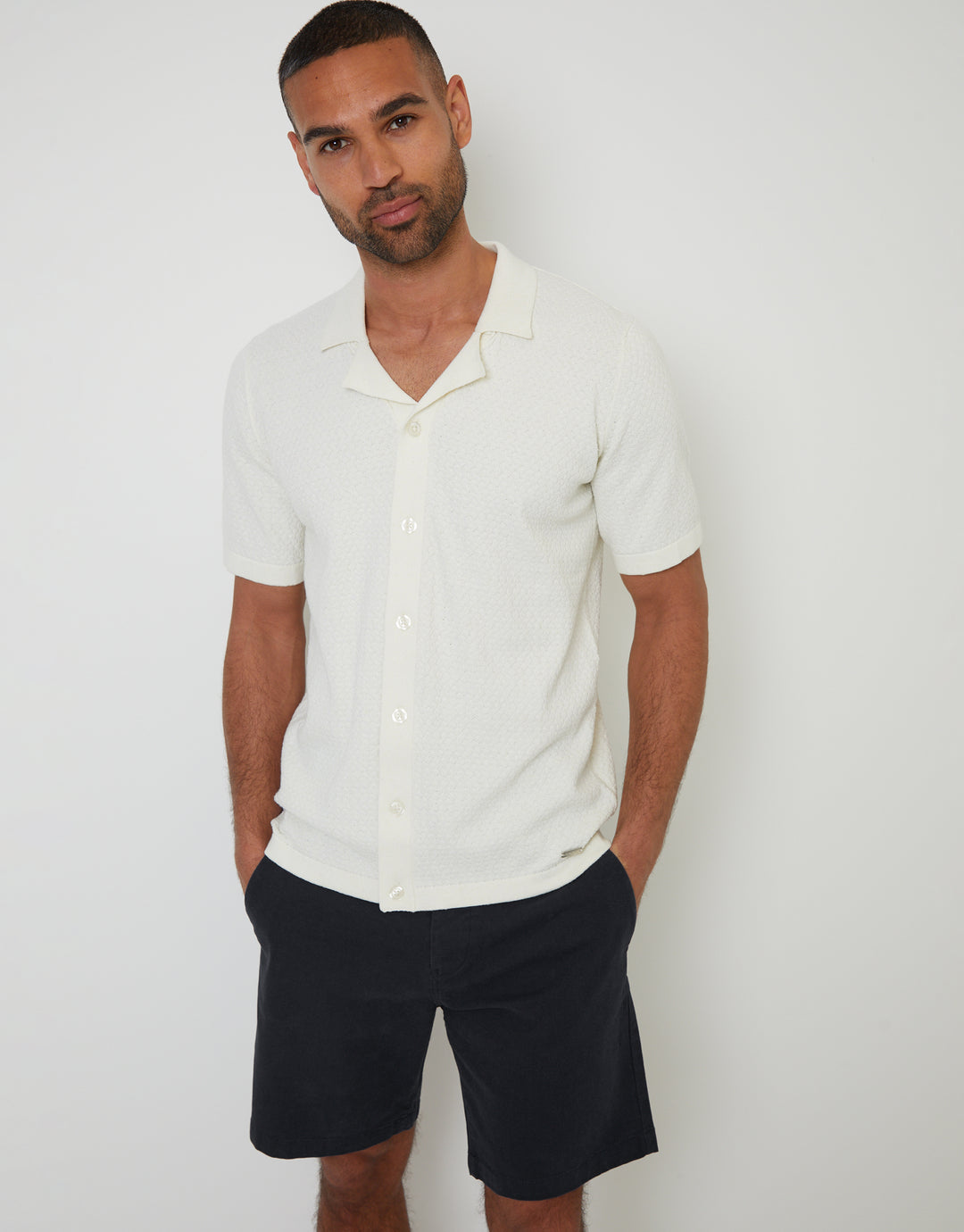 Black Regular Fit Stretch Chino Shorts