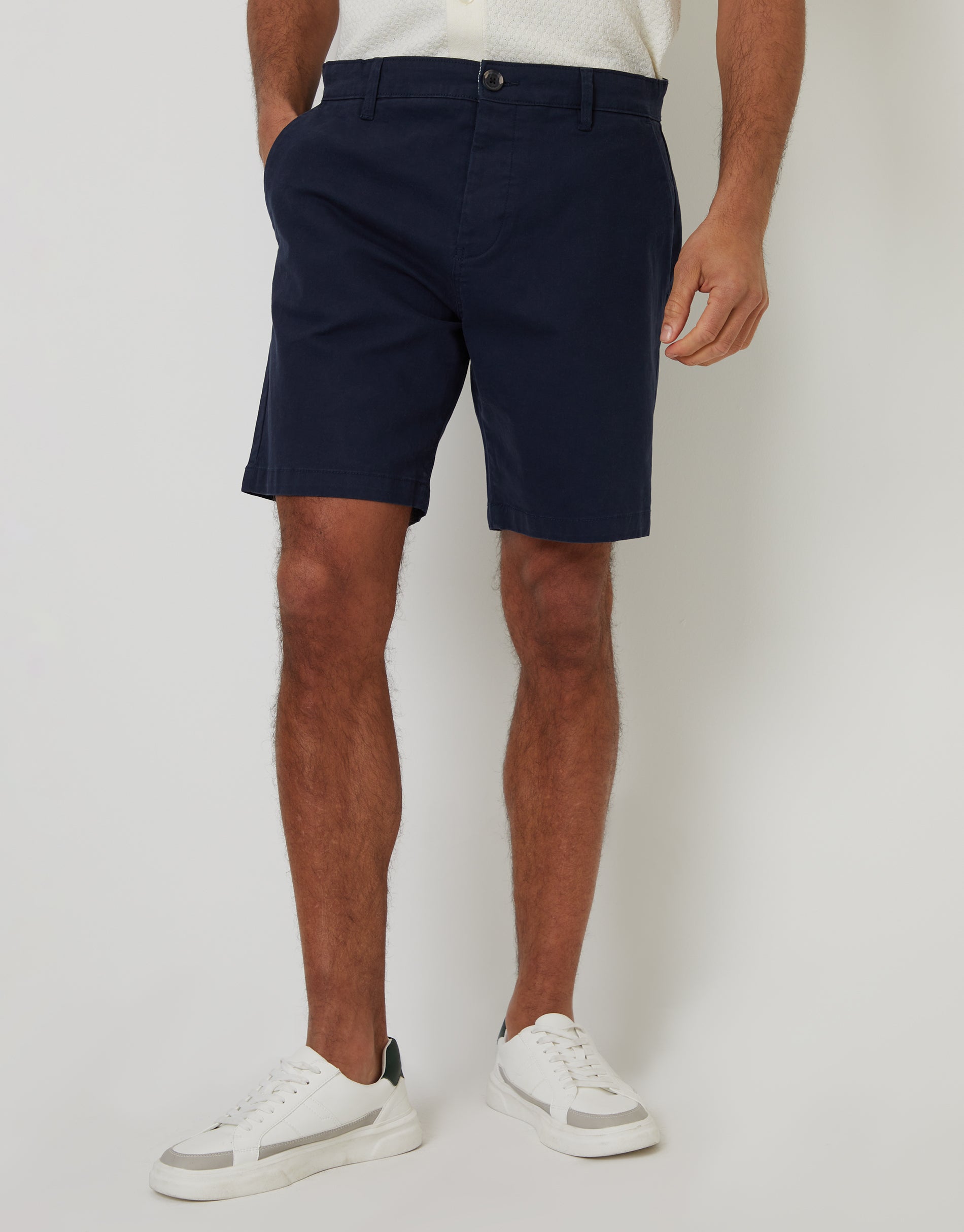 Threadbare Men's Navy Regular Fit Stretch Chino Shorts