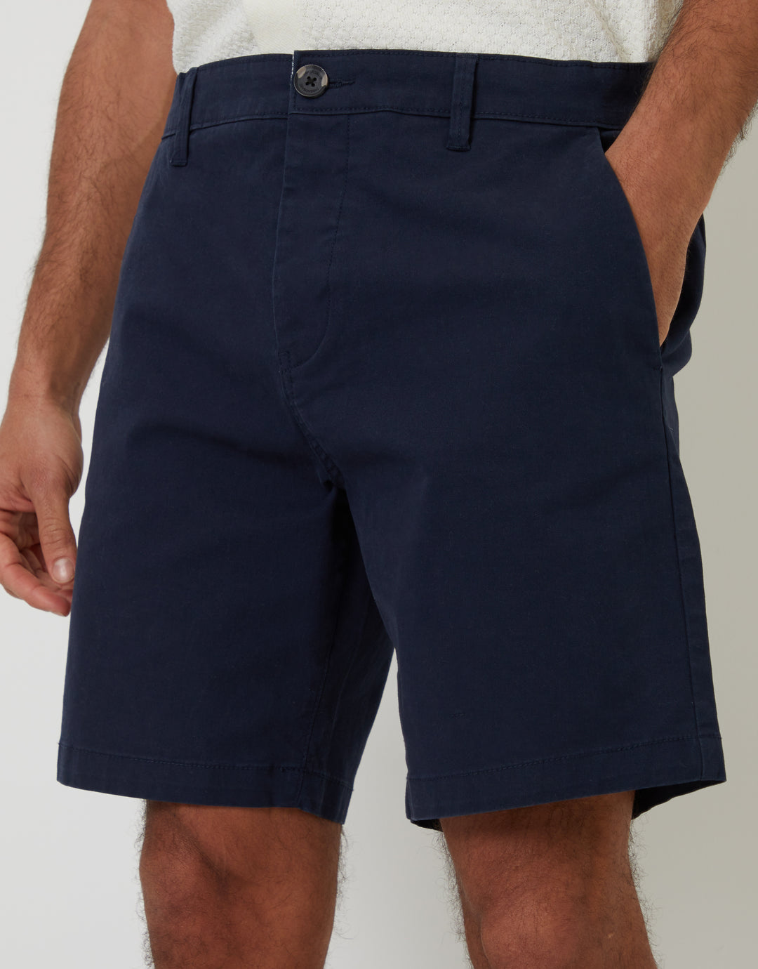 Navy Regular Fit Stretch Chino Shorts