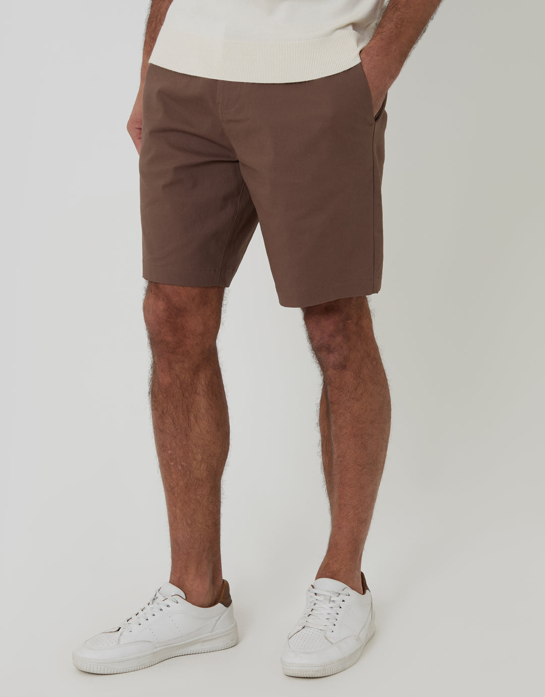 Brown Regular Fit Stretch Chino Shorts