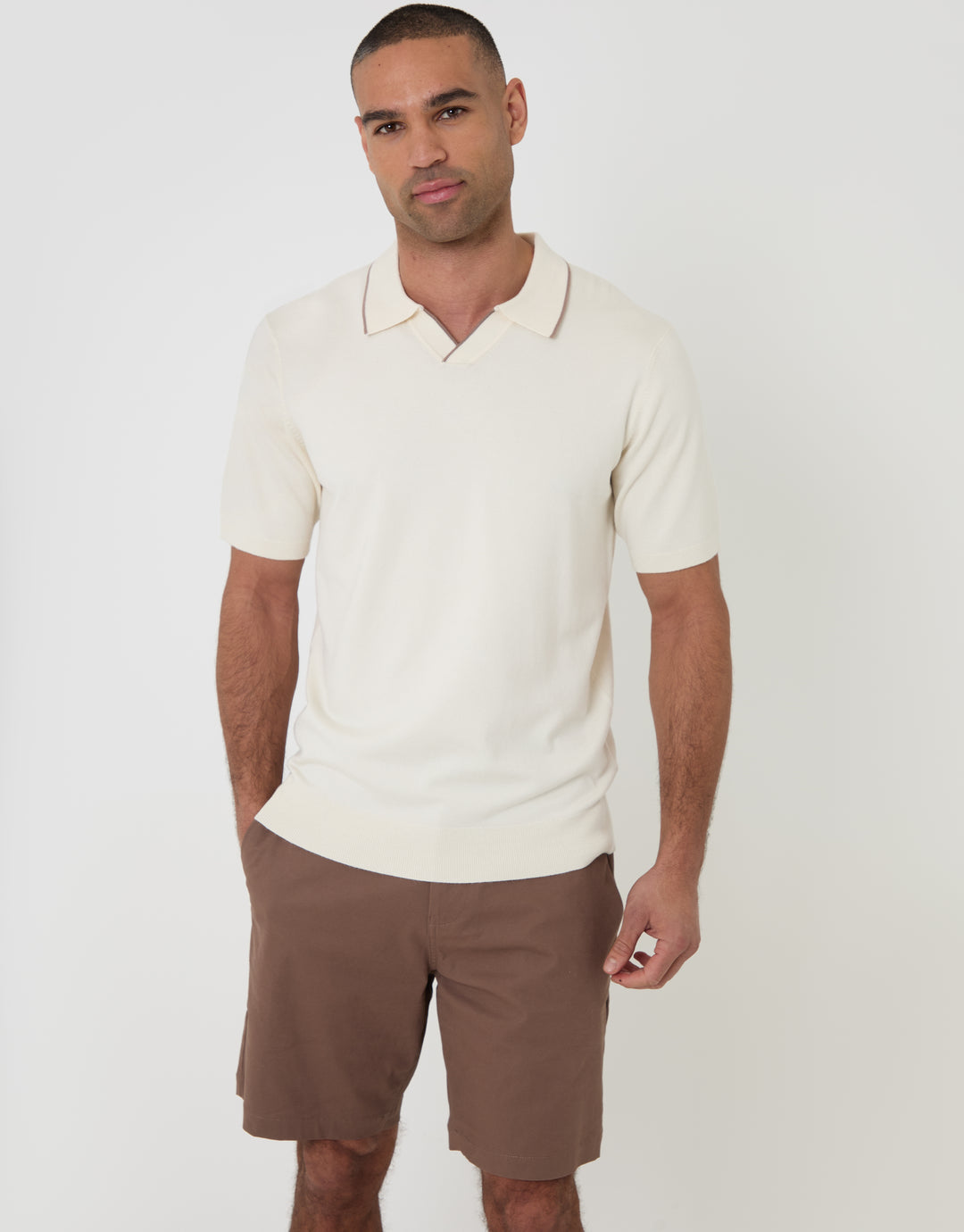 Brown Regular Fit Stretch Chino Shorts