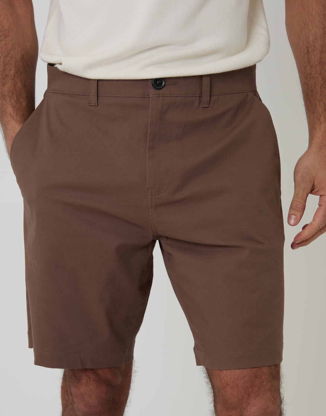 Brown Regular Fit Stretch Chino Shorts