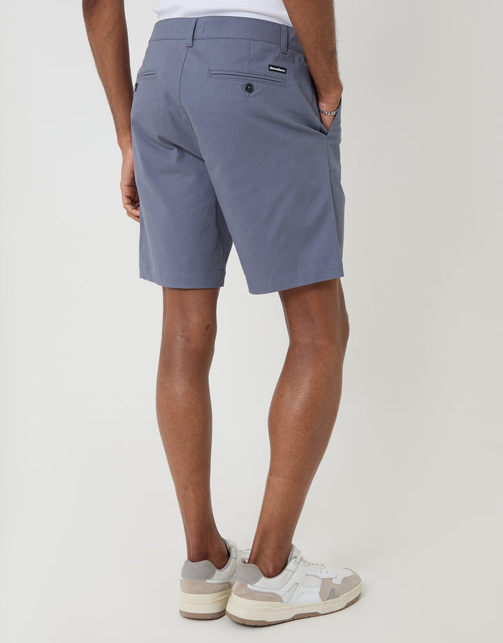 Threadbare Regular Fit Stretch Chino Shorts in Denim Blue - back view