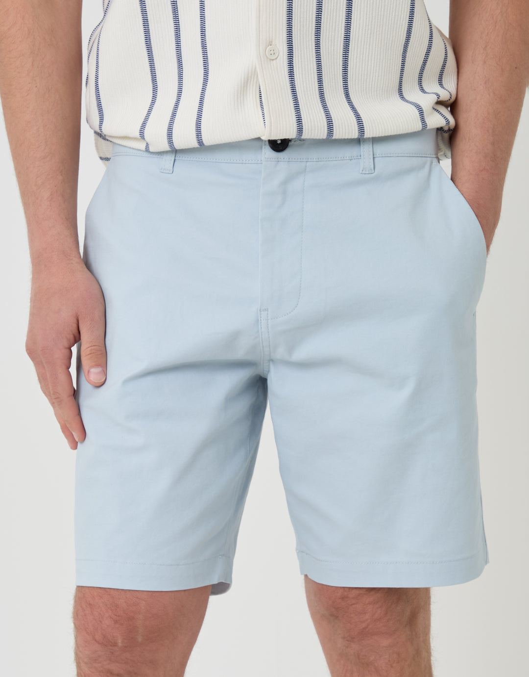 Threadbare Regular Fit Stretch Chino Shorts in Light Blue - close up