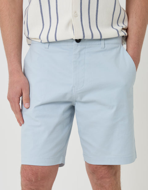 Threadbare Regular Fit Stretch Chino Shorts in Light Blue - close up