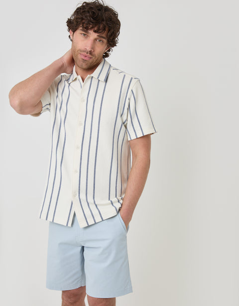 Threadbare Regular Fit Stretch Chino Shorts in Light Blue - full body