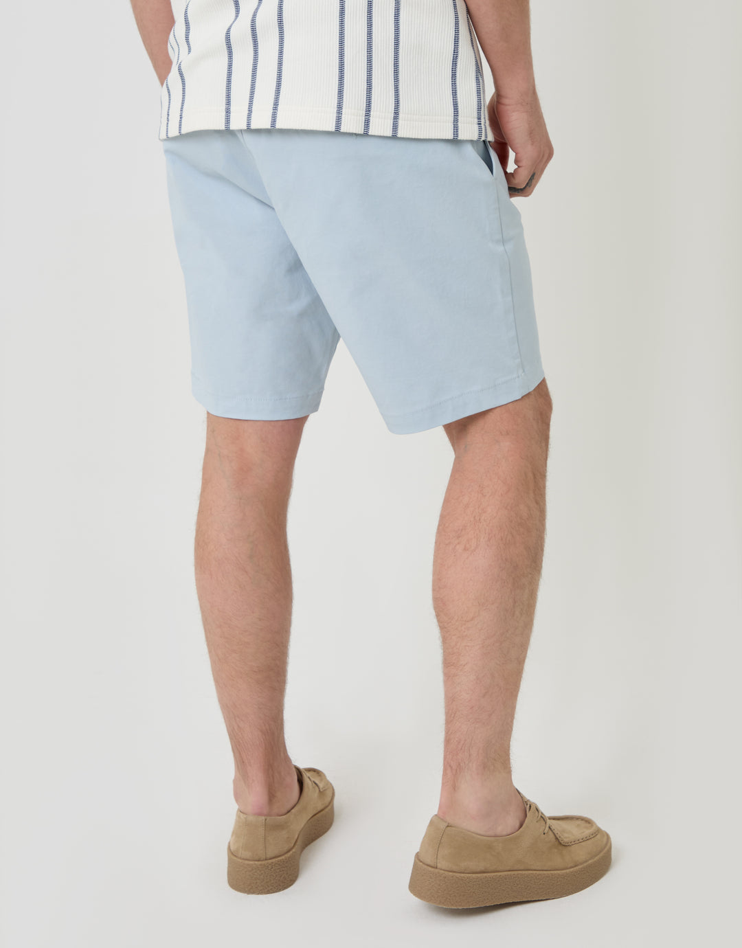 Threadbare Regular Fit Stretch Chino Shorts in Light Blue - back view